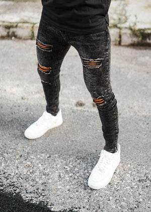 Parker Distress Denim Jeans - Acid Black Wash-Forever Faithless