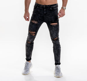 Parker Distress Denim Jeans - Acid Black Wash-Forever Faithless