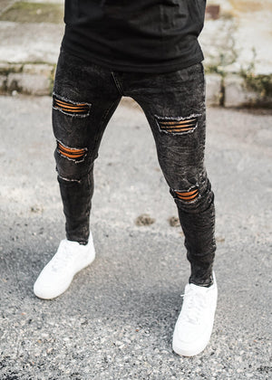 Parker Distress Denim Jeans - Acid Black Wash-Forever Faithless