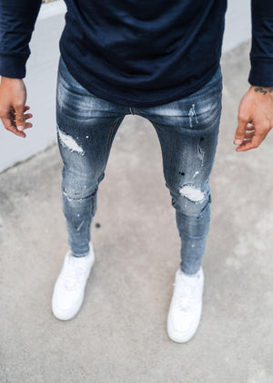 Parker Distress Denim Jeans - Francisco Blue-Forever Faithless