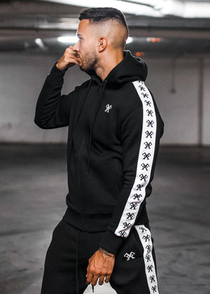 Piping Tracksuit Hoody - Black-Tracksuits-Forever Faithless