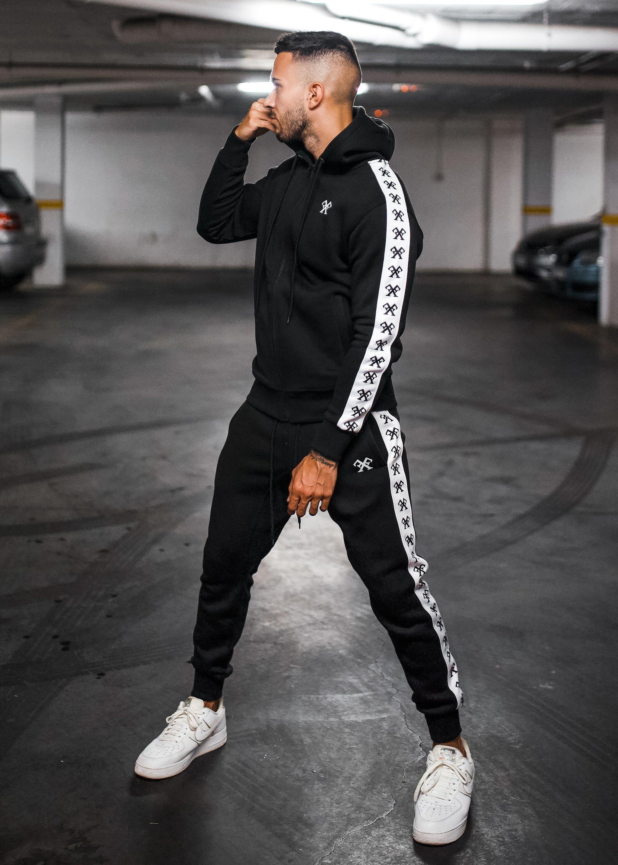 Piping Tracksuit Hoody - Black