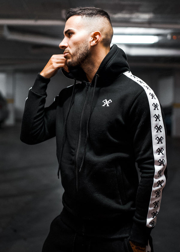 Piping Tracksuit Hoody - Black-Tracksuits-Forever Faithless