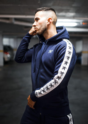 Piping Tracksuit Hoody - Navy-Tracksuits-Forever Faithless