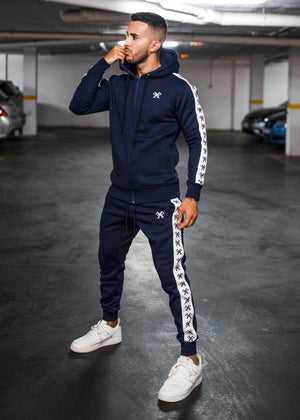 Piping Tracksuit Hoody - Navy-Tracksuits-Forever Faithless