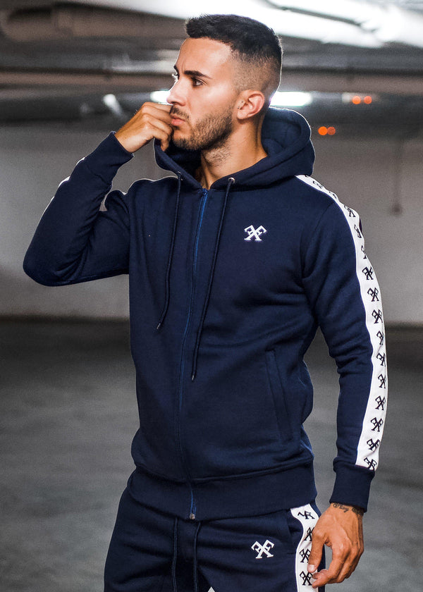 Piping Tracksuit Hoody - Navy-Tracksuits-Forever Faithless