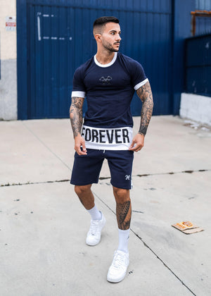 Premium Signature Piping Shorts - Navy-Forever Faithless