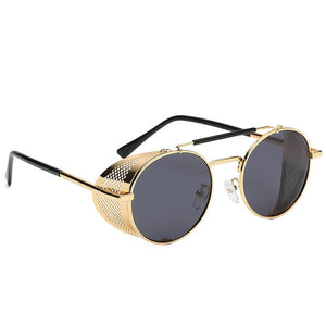 Steampunk Retro Sunglasses - Gold & Black-Forever Faithless