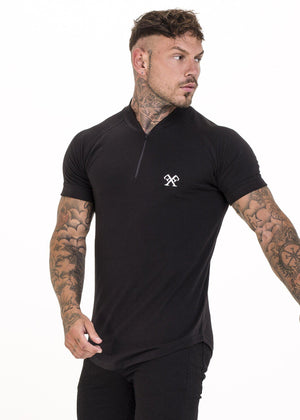 Zip Collar T-Shirt - Black-Tees-Forever Faithless